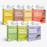 Amla و Reetha و Shikakai و Bhringraj و Hibiscus with Henna and Indigo Powder للعناية بالشعر ، عبوة كومبو من 7 ، كل 200 جرام